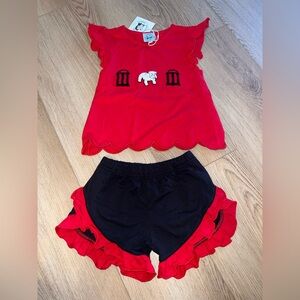 NWT UGA Ruffle Shorts Set